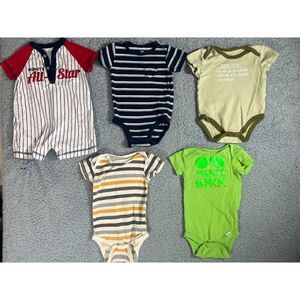 5 piece bundle of baby shirts 6 months striped & graphic funny tops